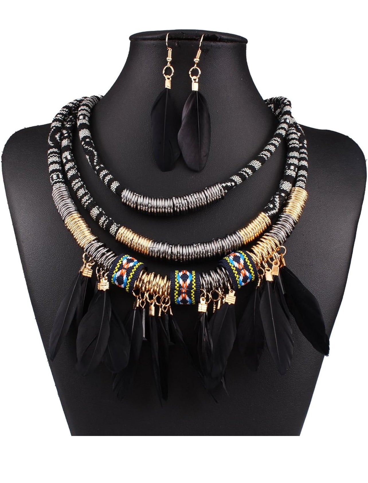 Feather Black Necklace